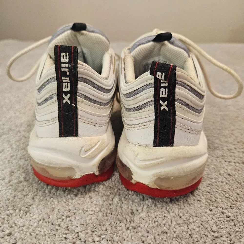Nike Air Max 97 White Red Silver‎ 921522-111 Size 5.5Y Shoes